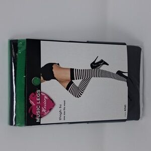 Music Legs Womens Green And Black Stripe Thigh Hi High One Size Fits Most